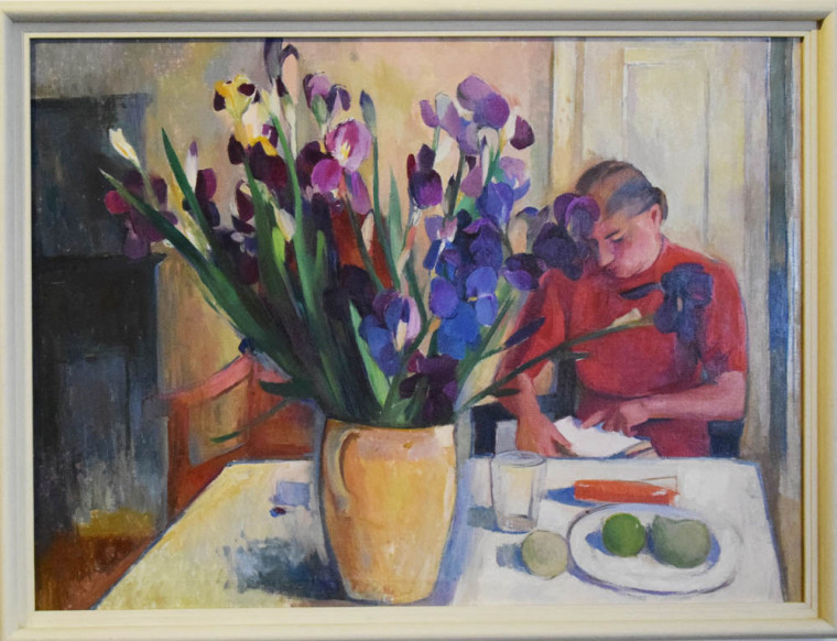 Fritz Griebel, Blumenstillleben mit Gertrud Griebel (Ehefrau von Fritz Griebel), 1939, &Ouml;l auf Leinwand, 75 x 100 cm, Stadtmuseum Amberg.  Foto: Stadtmuseum Amberg/Ri&szlig;