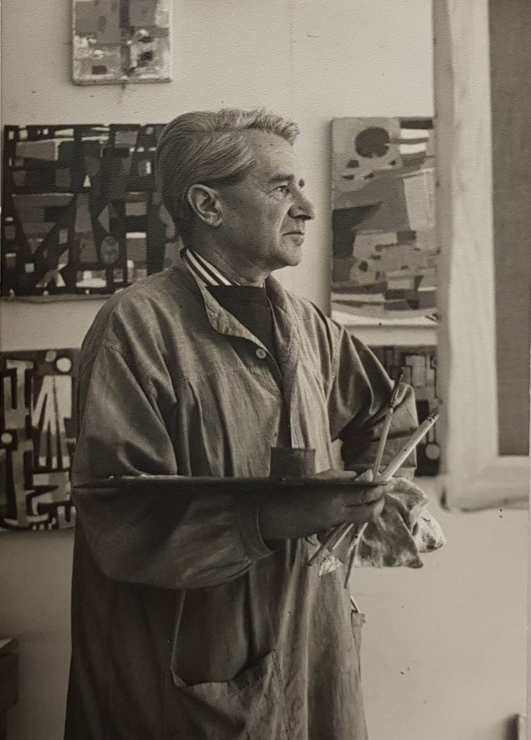 Fritz Griebel an der Staffelei, Fotografie, 1963 Foto Stadtmuseum Amberg/ohne Fotograf 	