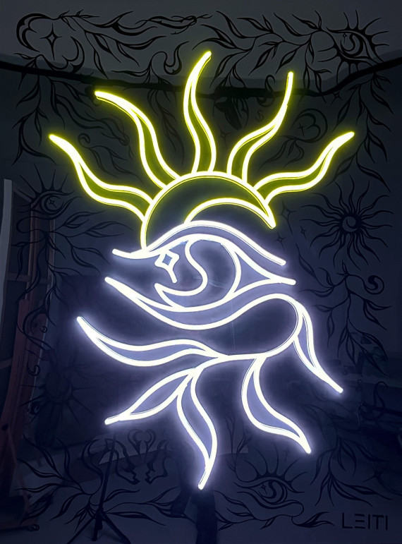 Leuchtbild mit einem Motiv aus Sonne, Aufe und Bl&auml;ttern