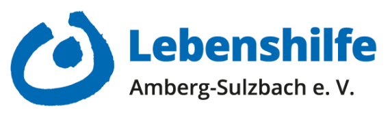 Wort-Bild-Makrke: Blauer Kringel mit blaume Punkt darin, daneben in blau das Wort Lebenshilfe, darunter in schwarz Amberg-Sulzbach e. V.