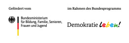 F&ouml;rderlogo: Gef&ouml;rdert vom Bundesministerium f&uuml;r Bildung, Familien, Senioren, Frauen und Jugend im Rahmen des Bundesprogramms Demokratie leben!